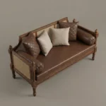 Victorian Cane-Back 3 seater wooden sofa in teak wood (3)