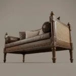 Victorian Cane-Back 3 seater wooden sofa in teak wood (4)