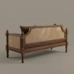 Victorian Cane-Back 3 seater wooden sofa in teak wood (6)