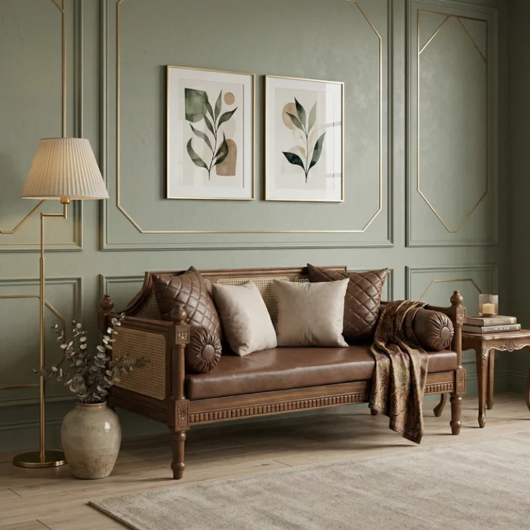 Victorian Cane Back Wooden Sofa