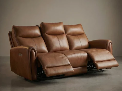 Aria 3 Seater brown leatherette Recliner Sofa (4)