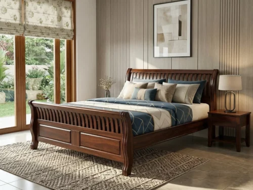 Gemma Wooden King Size Bed In Mahogany Wood 3