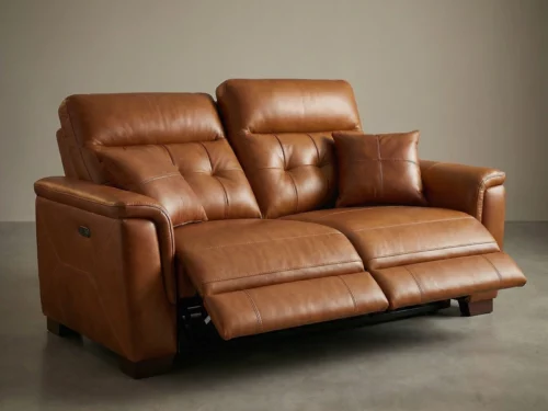 Regal Caramel 2 Seater Luxe leatherette recliner sofa brown color (3)