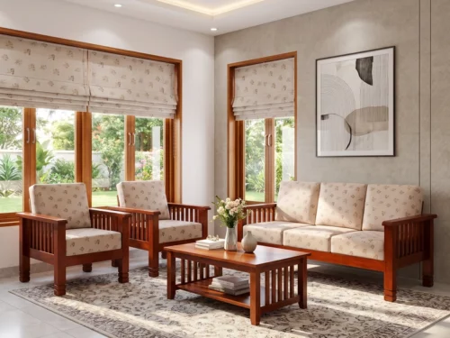 Floral Bliss Wooden Sofa Set 311