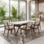 Lumina Artificial Tile Dining Table Set With Wooden Base