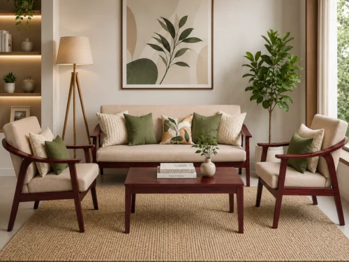 Norde 311 Sofa Set In Mahogany Wood