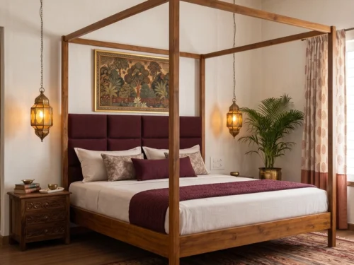Aurelio King Size Wooden Poster Cot B2 In Teak Wood