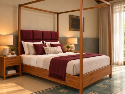 Aurelio Queen Size Cot In Teak Wood 8