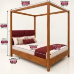 Aurelio King Size Canopy Cot In Teak Wood