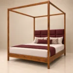 Aurelio Queen Size Canopy Cot In Teak Wood 2