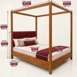 Aurelio Queen Size Canopy Cot In Teak Wood 3