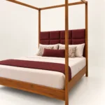 Aurelio Queen Size Canopy Cot In Teak Wood 4