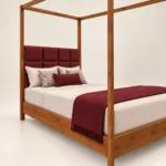 Aurelio Queen Size Canopy Cot In Teak Wood 5