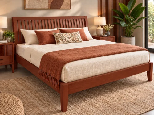 Faro B2 King Size Bed In Mahogany Wood 3