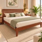 Faro B2 Queen Size Cot In Mahogany Wood 7