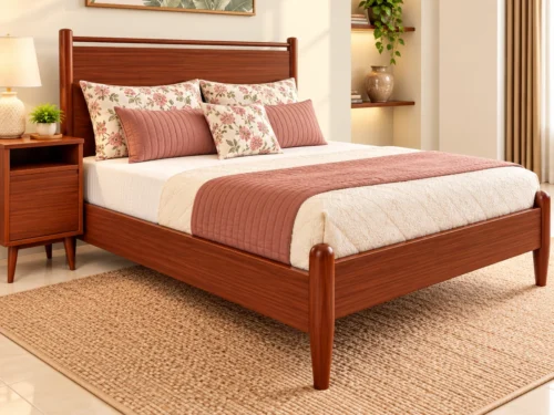 Kima Wooden Cot In Mahogany Wood 4