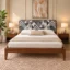 Lilly B2 Fabric Upholstry Head Queen Size In Teak Wood 2