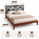 Lilly B2 Fabric Upholstry Head Queen Size In Teak Wood 3