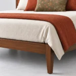 Lilly B2 Fabric Upholstry Head Queen Size In Teak Wood 5