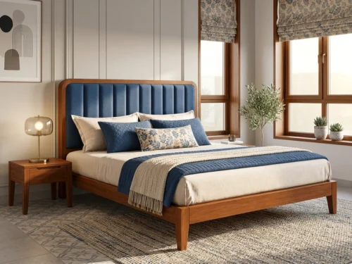 Lilly B2 King Size Bed In Mahogany Wood 2