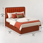 Lilly B2 Wooden Queen Size Bed With Storage In Mahogany Wood 1