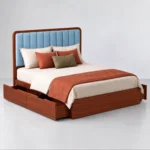 Lilly B2 Wooden Queen Size Bed With Storage In Mahogany Wood 11