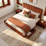 Lilly B2 Wooden Queen Size Bed With Storage In Mahogany Wood 2