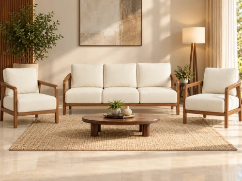 Dalton Sofa Set 311 In Teak Finish 12