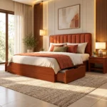 Lilly B2 Wooden King Size Bed With Storage In Mahogany Wood 4