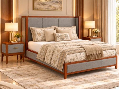 Luxurious Beige Botanical Bedroom